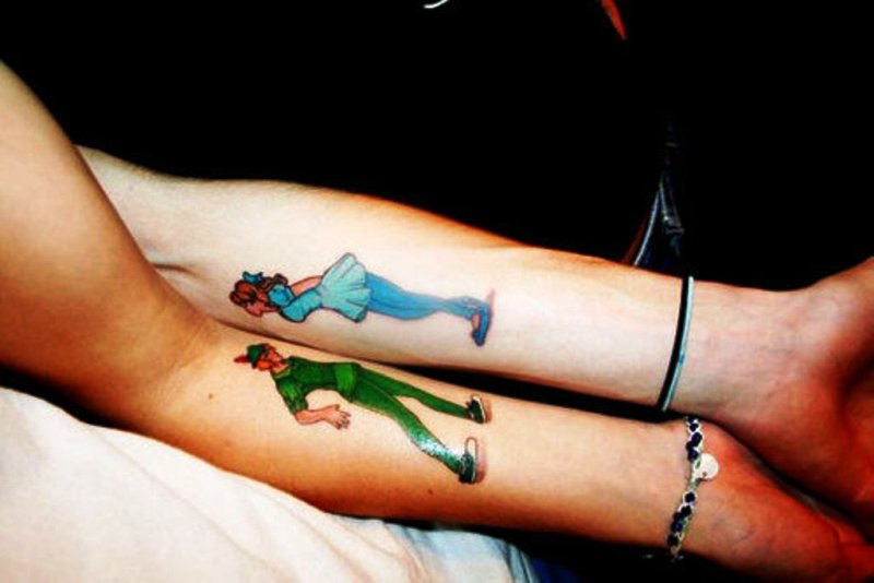 Peter Pan And Wendy Wrist Tattoo