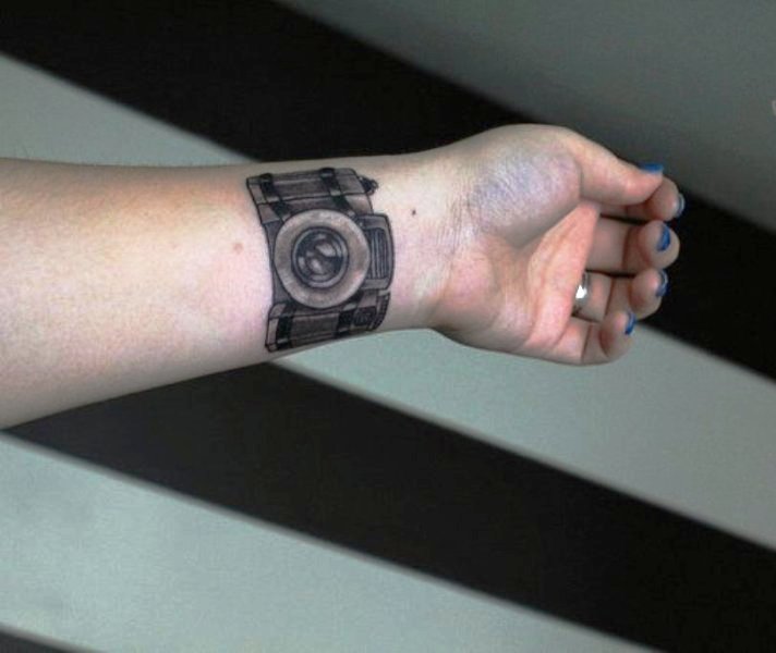 Photography Camera Tattoo On Wrist