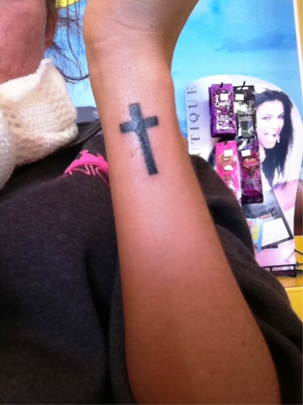 Picture Of Cross Tattoo On Side Wrist