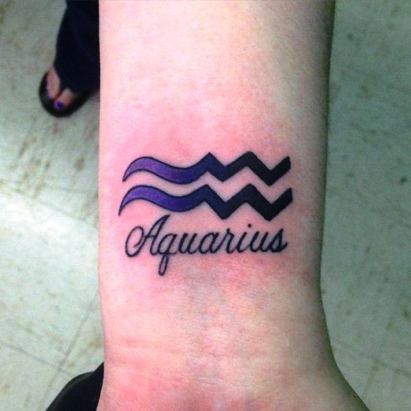 Purple Aquarius Wrist Tattoo