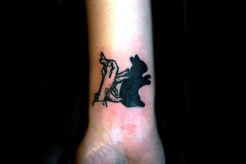 Rabbit Black Tattoo On Wrist