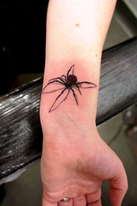Realistic Spider Tattoo On Wrist