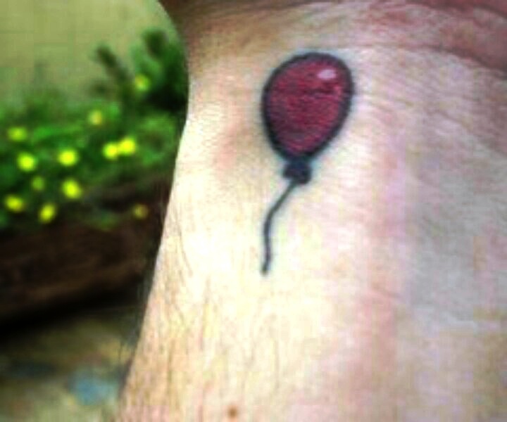 Red Balloon Wrist Tattoo Design