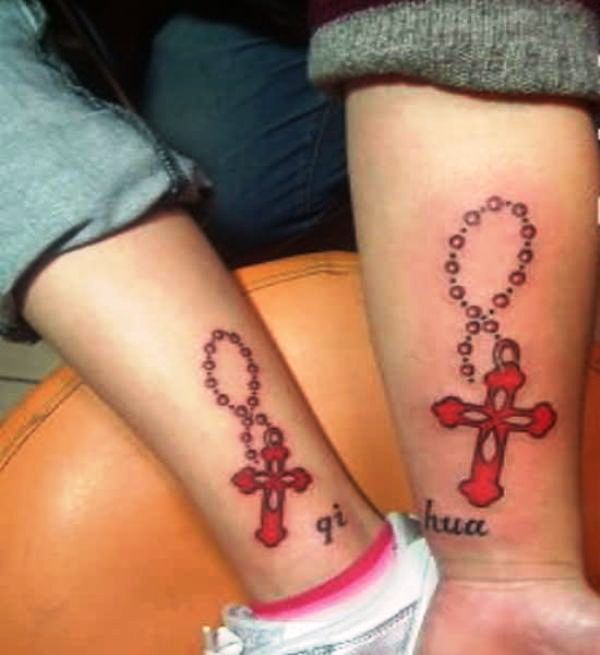 Red Cross Tattoos On Both Wrist