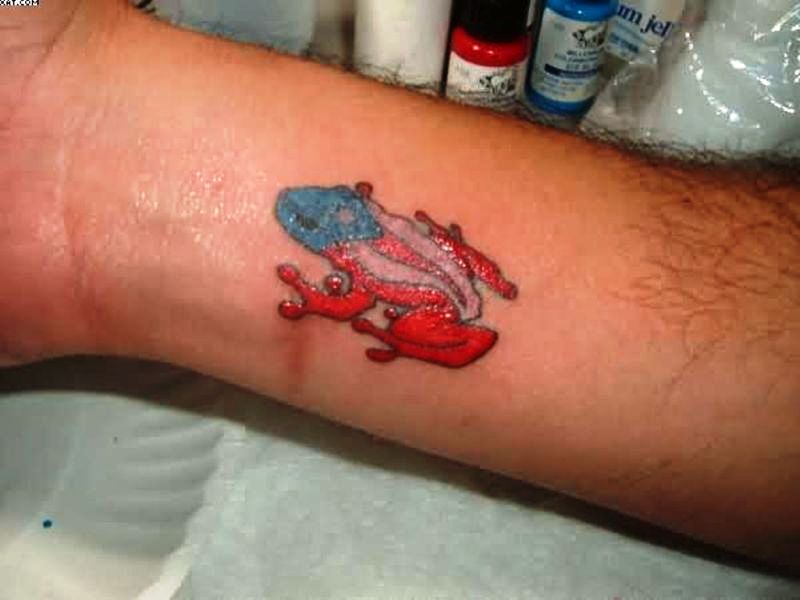Red Frog Tattoo On Wrist