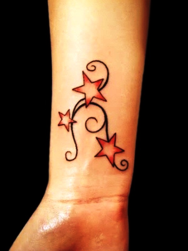 Red Stars Tattoo On Wrist