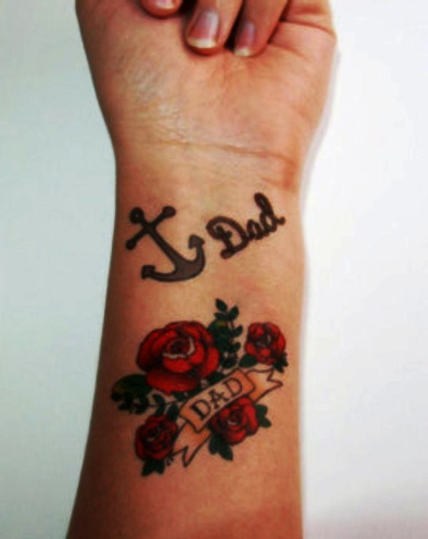 Rose Dad Tattoo On Wrist