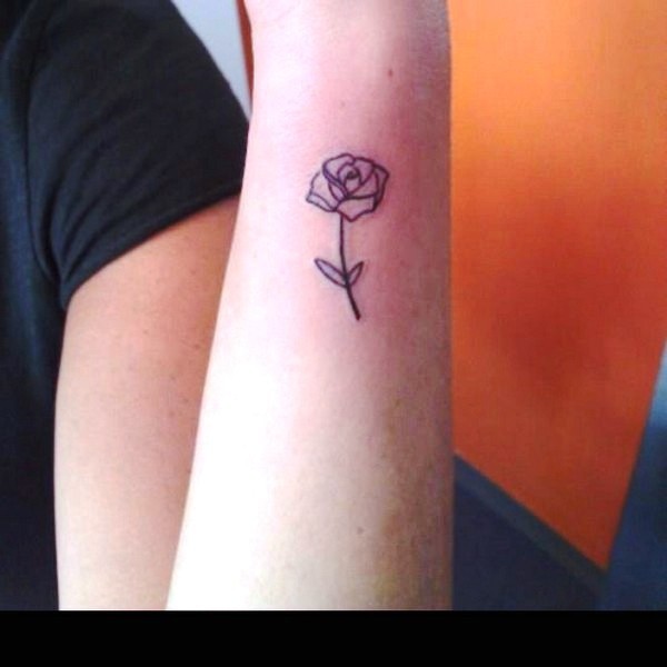 Rose Outline Tattoo On Wrist