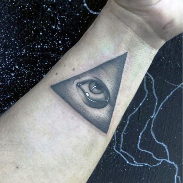Shaded Triangle With Eye Tattoo