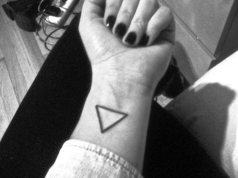 Simple Black Triangle Tattoo On Wrist