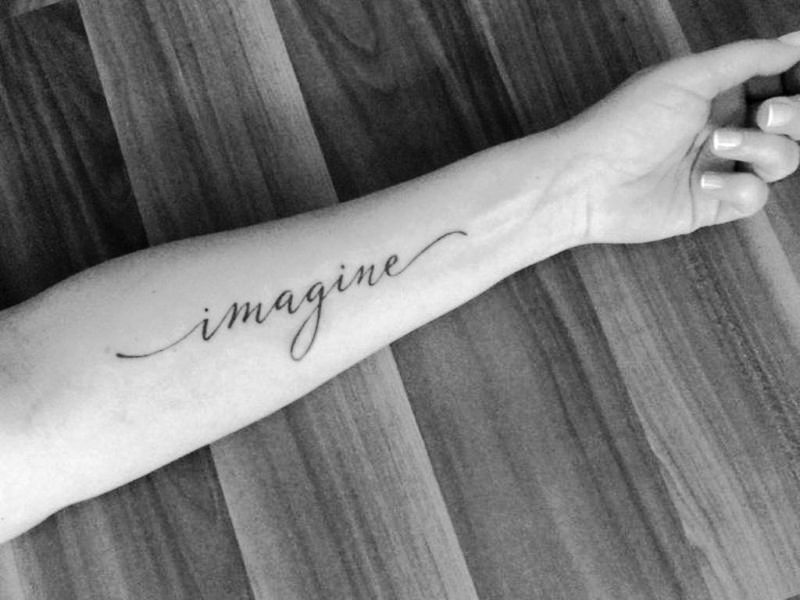 Simple Black and White Imagine Tattoo On Wrist