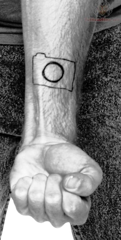 Simple Camera Tattoo On Wrist