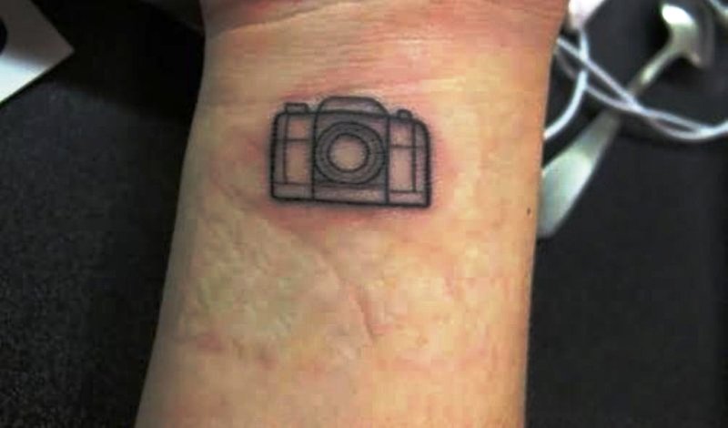 Simple Camera Wrist Tattoo