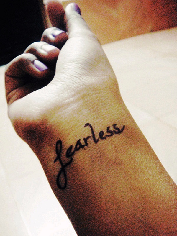 Simple Fearless Tattoo On Wrist
