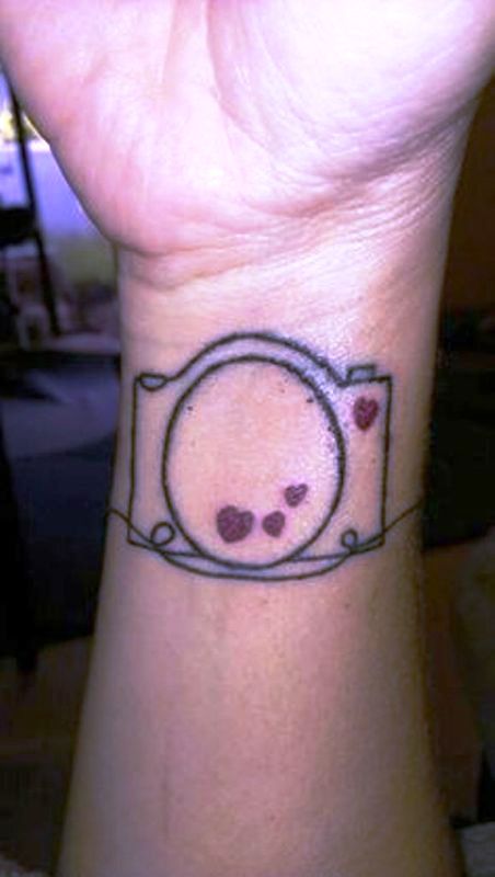 Simple Heart Design Camera Tattoo