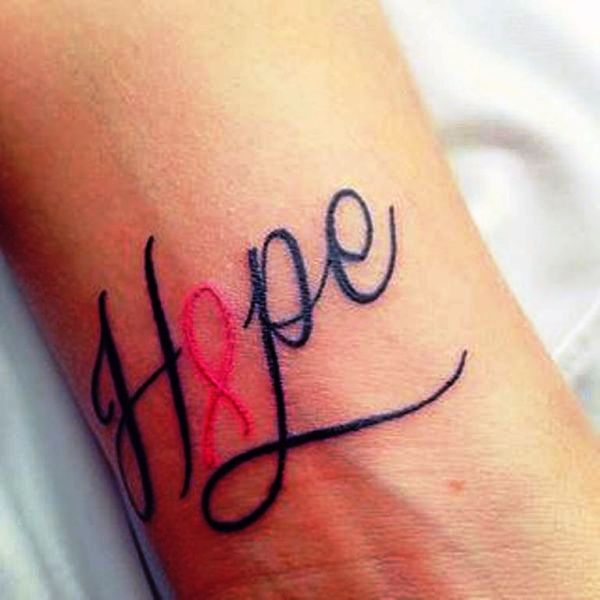 Simple Hope Tattoo For Cancer