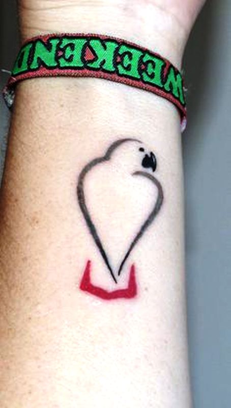 Simple Parrot Tattoo On Wrist