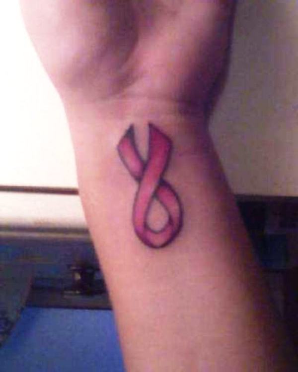 Simple Pink Cancer Ribbon Tattoo