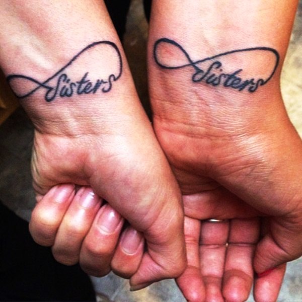Sisters Infinity Tattoo On Wrist