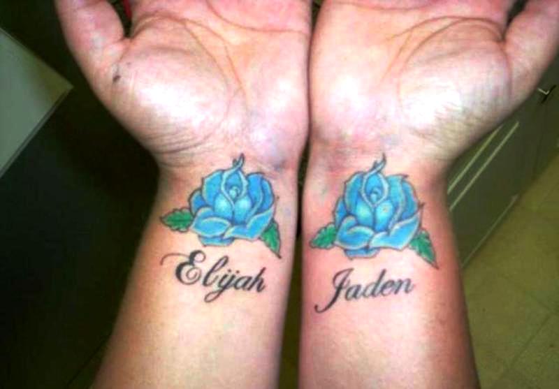 Sky Blue Rose Wrist Tattoo
