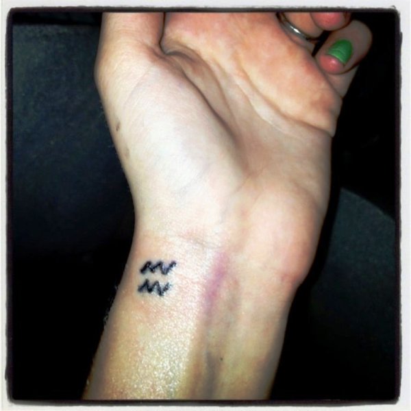 Small Aquarius Wrist Tattoo