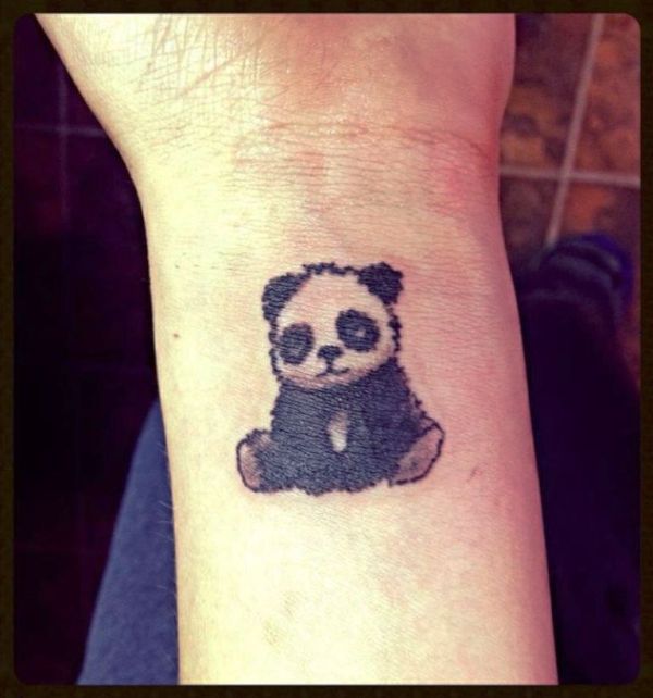 Small Baby Panda Tattoo On Wrist