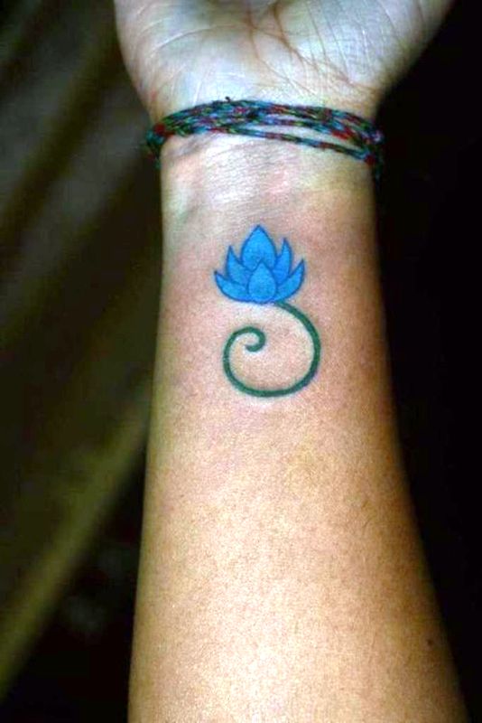 Small Blue Lotus Tattoo