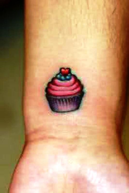Small Cupcake Tattoo On Wrist
