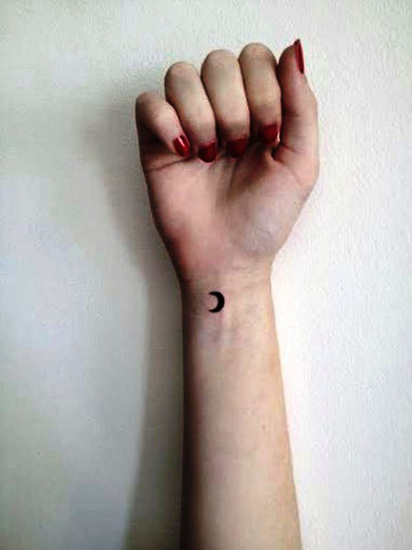Small Moon Tattoo On Wrist