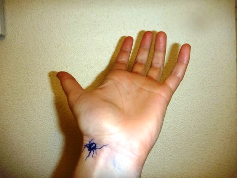 Small Spider Tattoo On Wrist