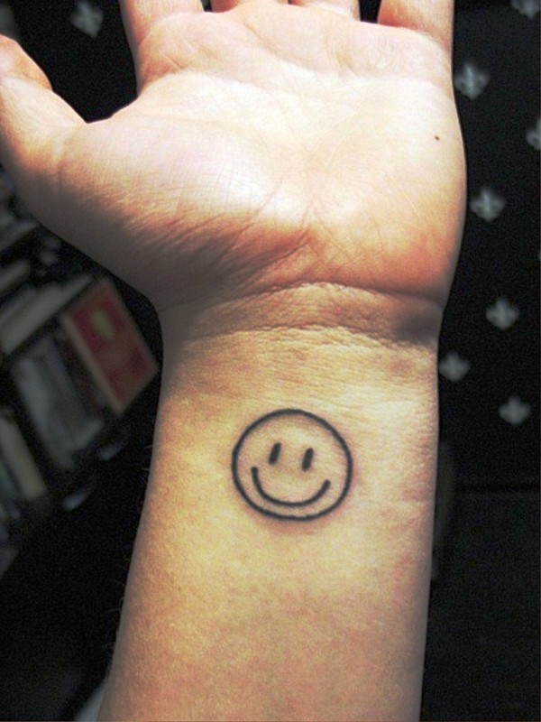 Smile Face Wrist Tattoo