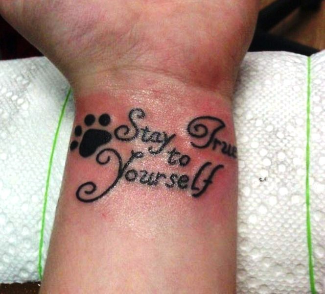 Stay True Quote Tattoo On Wrist
