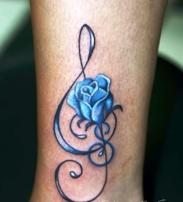 Stunning Blue Rose Tattoo On Wrist