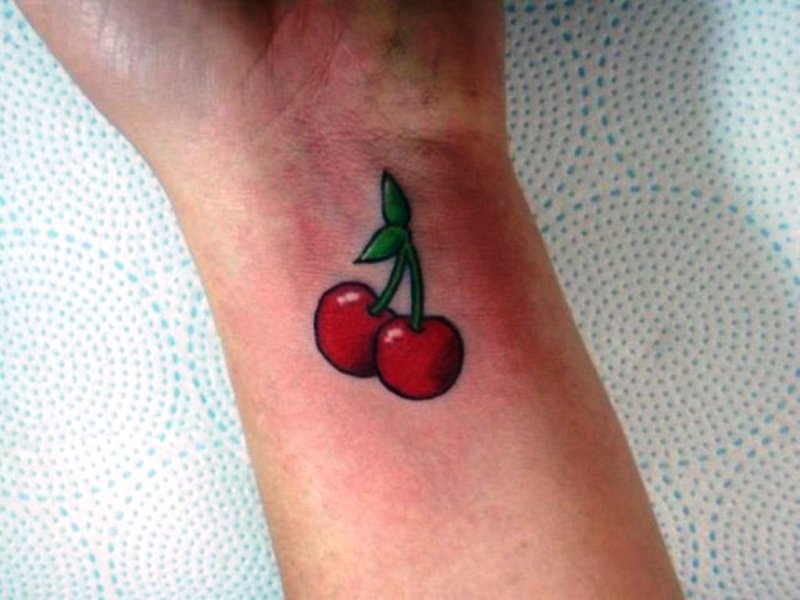 Stunning Cherry Tattoo On Wrist
