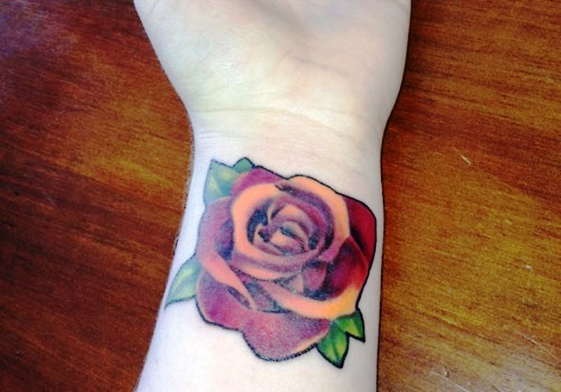 Stunning Rose Tattoo On Wrist