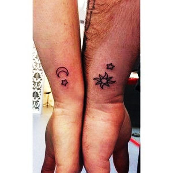 Sun And Moon Tattoo On Side Wrist