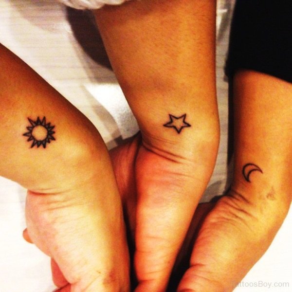 Sun Moon Star Tattoo On Wrist