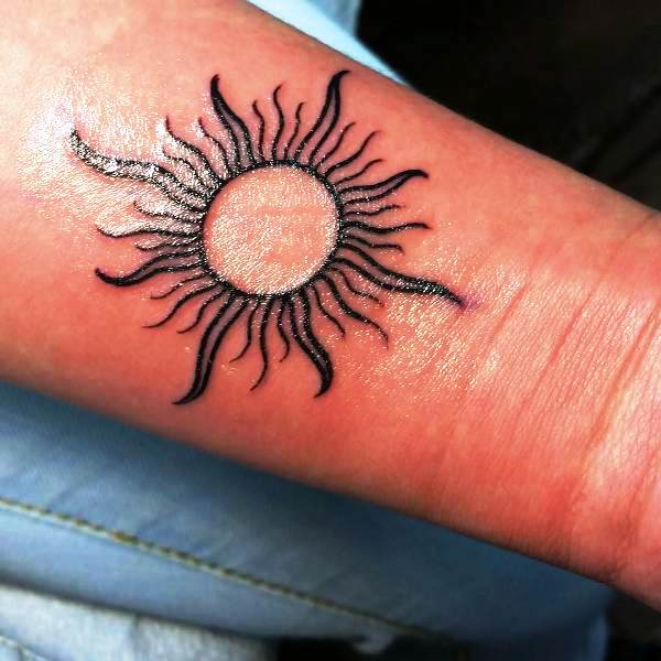 Sun Tattoo Design On Wrist