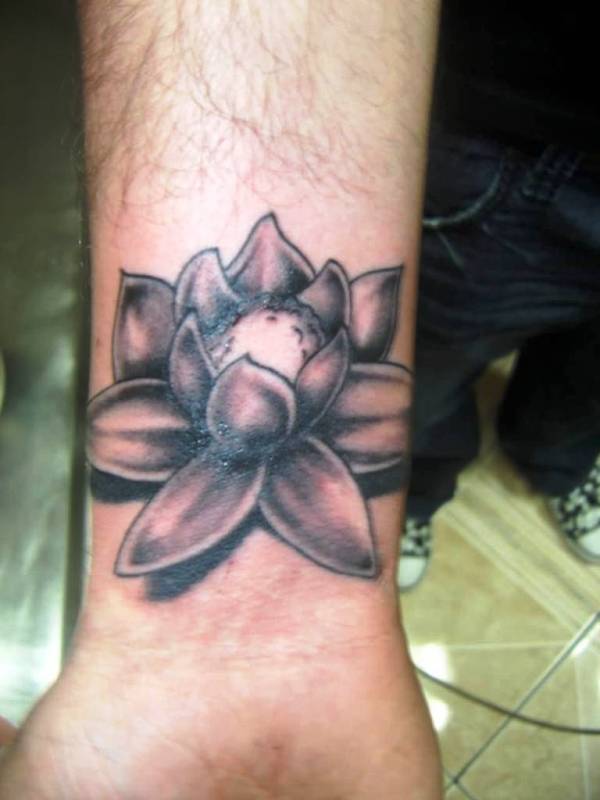 Superb Lotus Tattoo On Wrist