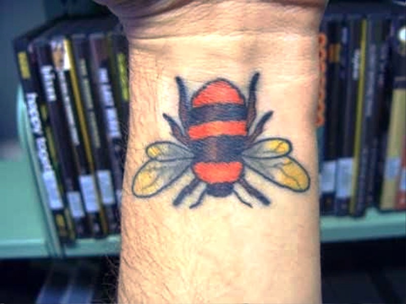 Sweet Bee Tattoo On Wrist