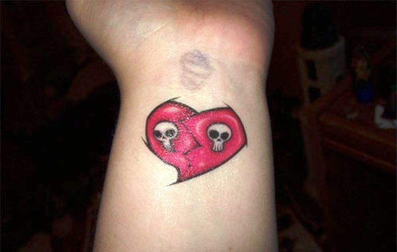 Sweet Broken Heart Tattoo On Wrist