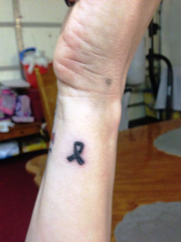 Sweet Cancer Ribbon Wrist Tattoo