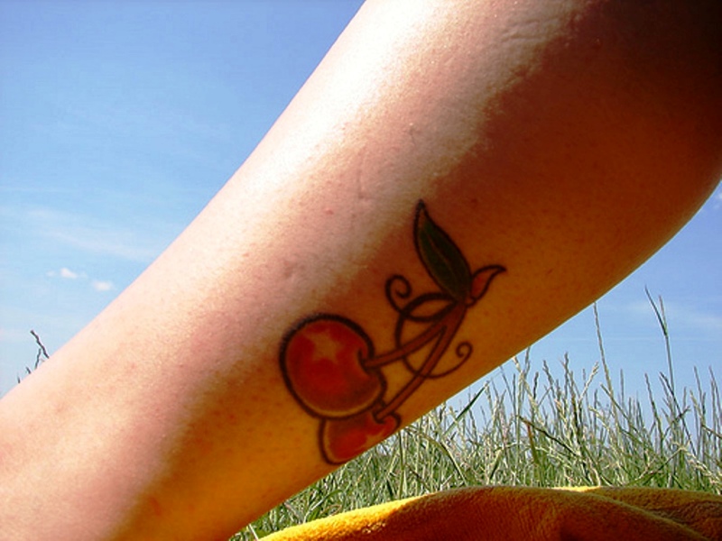 Sweet Cherry Tattoo On Wrist