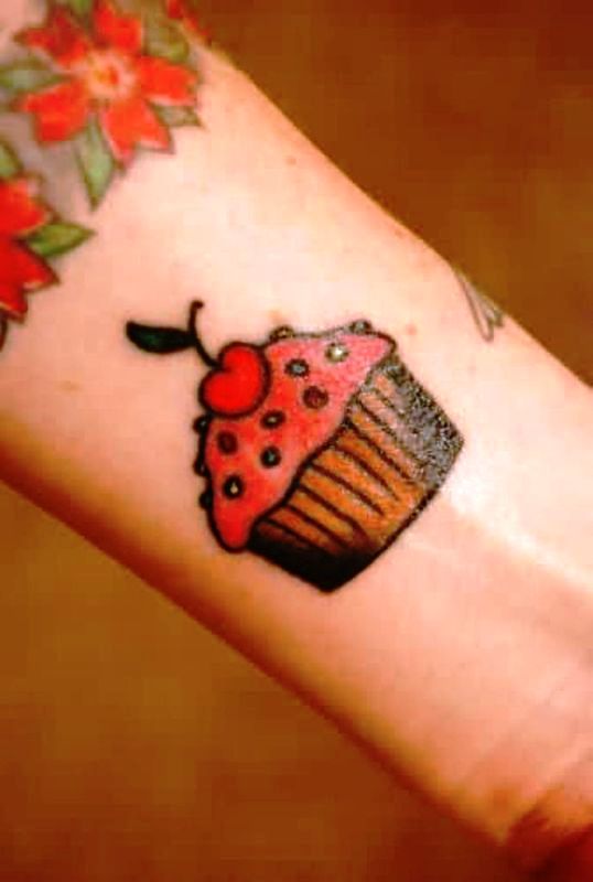 Sweet Cupcake Tattoo On Wrist