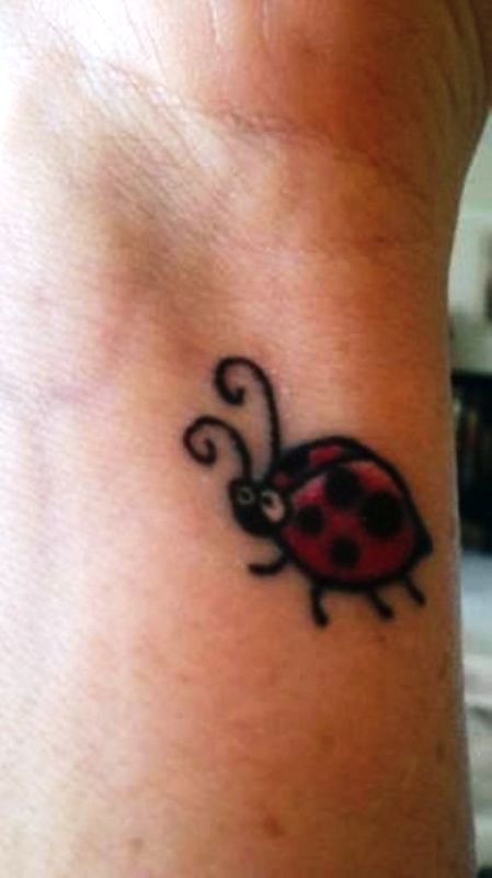 Sweet Ladybird Wrist Tattoo Design