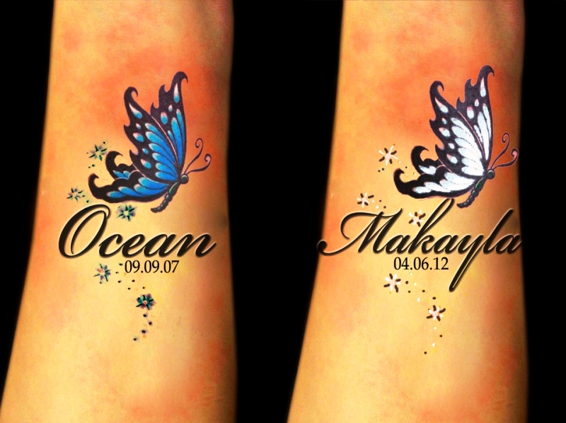 Temporary Butterfly And Star Tattoo