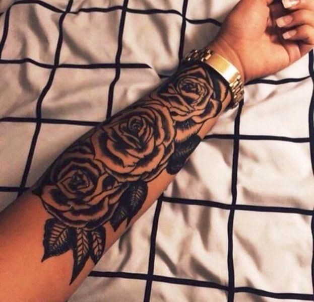 Three Black Roses Tattoo On Wrist