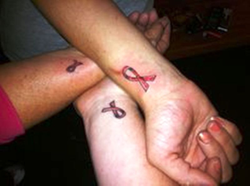 Three Cancer Ribbon Tattoo On Wrist