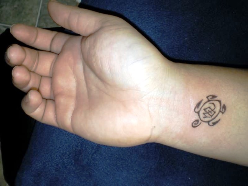 Turtle Outline Wrist Tattoo