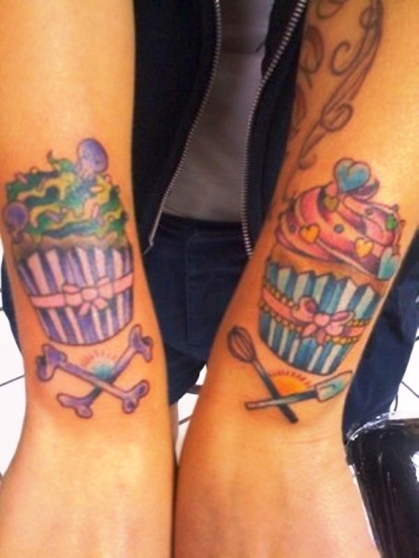 Two Cupcake Tattoo On Wrist